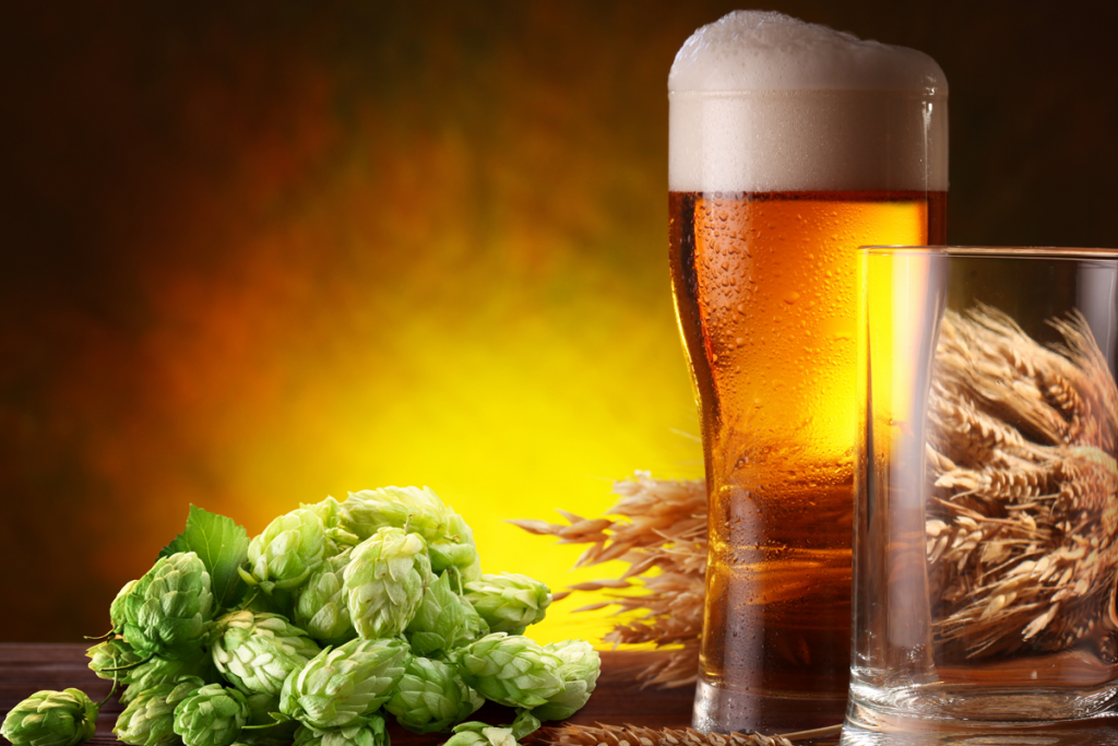 Corfu Beer hops and glass full of beer!